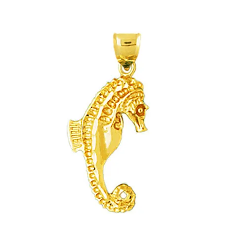 Goldia Charm Necklaces 14K Gold 3D Seahorse Charm