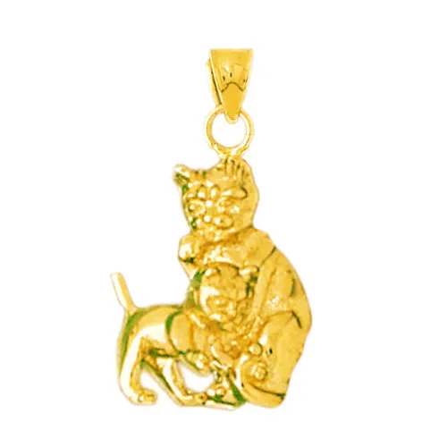 Goldia Charm Necklaces 14K Gold Cat with Calf Charm