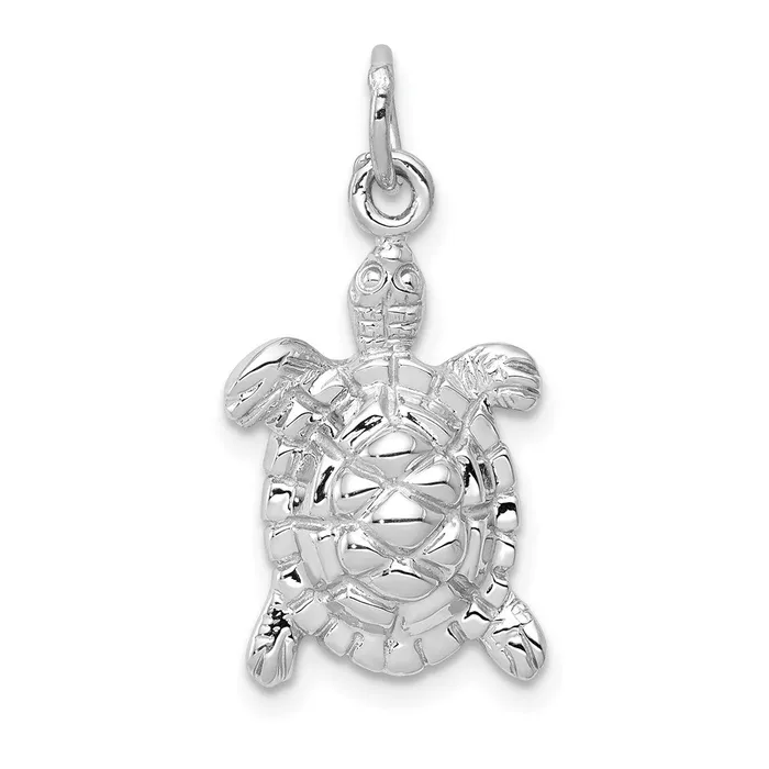 Goldia Charm Necklaces 14k White Gold Solid Polished OpenBacked Turtle Charm Goldia Charm Necklaces 14k White Gold Solid Polished OpenBacked Turtle Charm