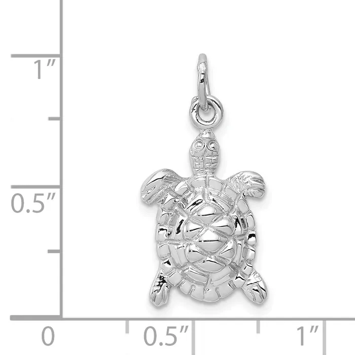 Goldia Charm Necklaces 14k White Gold Solid Polished OpenBacked Turtle Charm