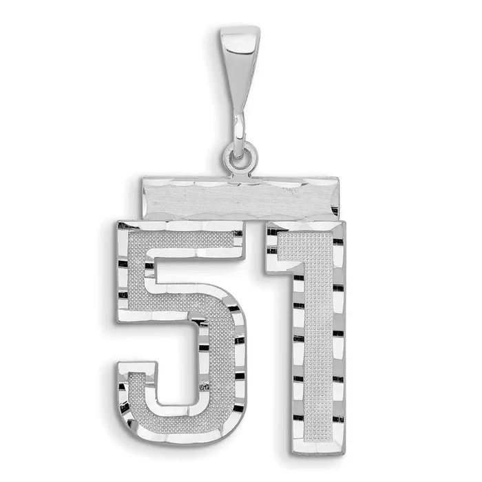 Goldia Charm Necklaces 14k White Goldw Small Brushed Diamondcut Number 51 Charm Goldia Charm Necklaces 14k White Goldw Small Brushed Diamondcut Number 51 Charm