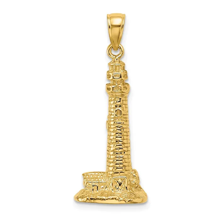 Goldia Charm Necklaces 14k Yellow Gold 3D CAPE MAY NJ Lighthouse Charm