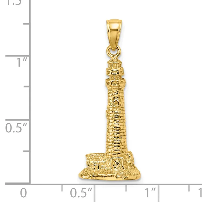 Goldia Charm Necklaces 14k Yellow Gold 3D CAPE MAY NJ Lighthouse Charm