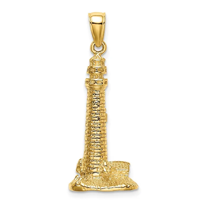 Goldia Charm Necklaces 14k Yellow Gold 3D CAPE MAY NJ Lighthouse Charm