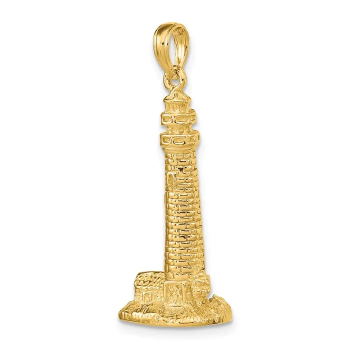 Goldia Charm Necklaces 14k Yellow Gold 3D CAPE MAY NJ Lighthouse Charm