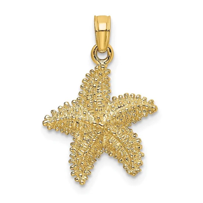 Goldia Charm Necklaces 14k Yellow Gold Beaded Textured Starfish Charm