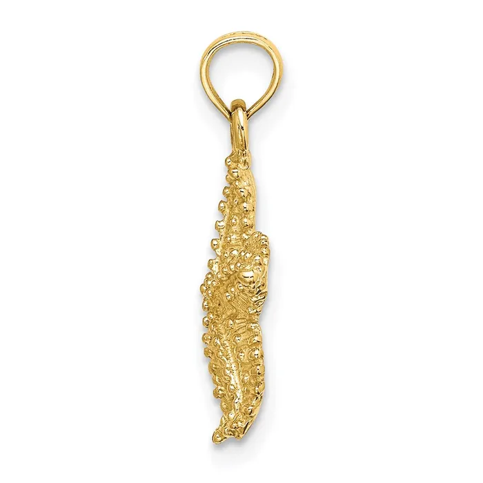 Goldia Charm Necklaces 14k Yellow Gold Beaded Textured Starfish Charm
