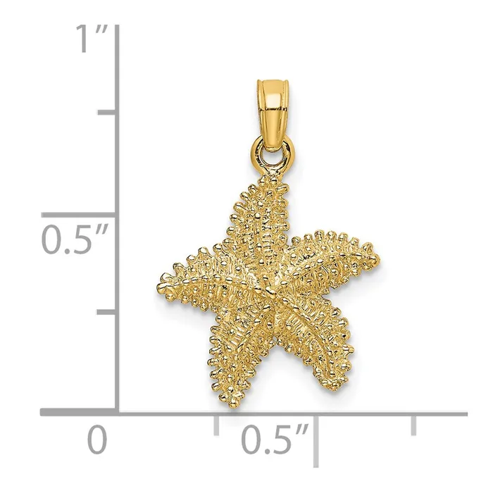 Goldia Charm Necklaces 14k Yellow Gold Beaded Textured Starfish Charm