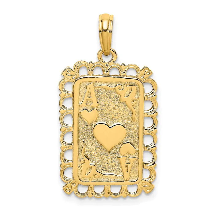 Goldia Charm Necklaces 14k Yellow Gold Hearts w Ace Playing Cards Charm