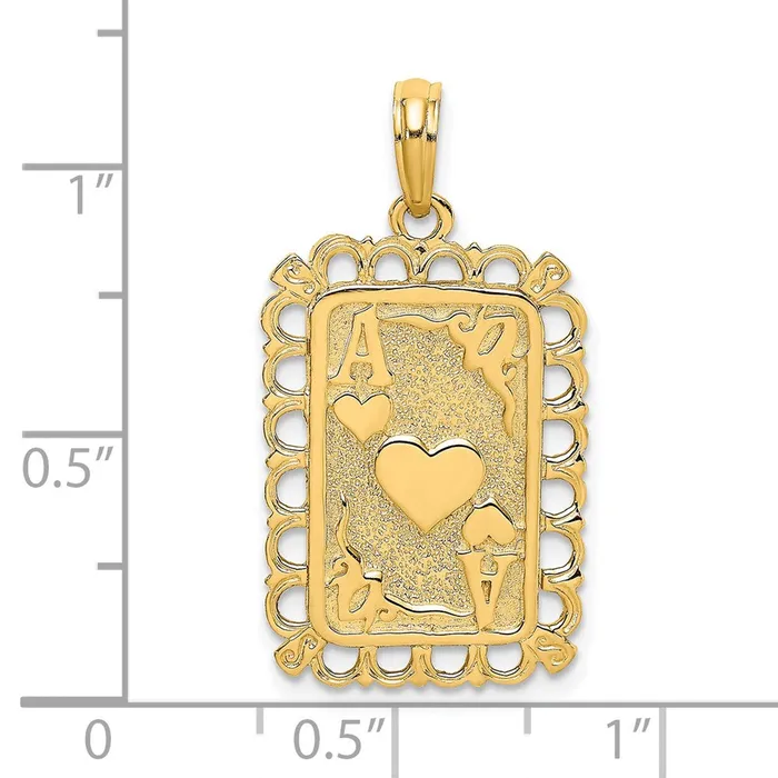 Goldia Charm Necklaces 14k Yellow Gold Hearts w Ace Playing Cards Charm