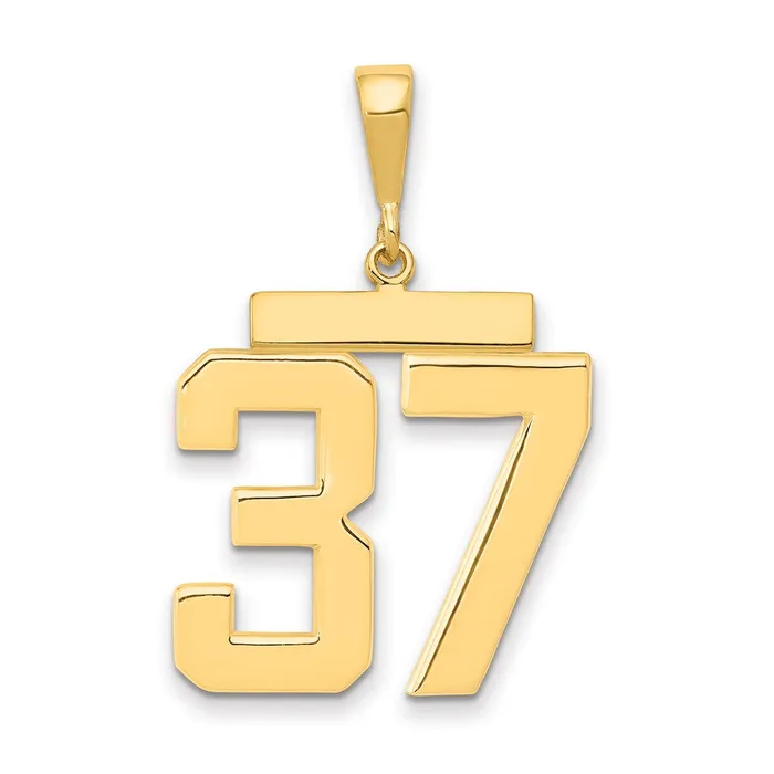 Goldia Charm Necklaces 14k Yellow Gold Large Polished Number 37 Charm