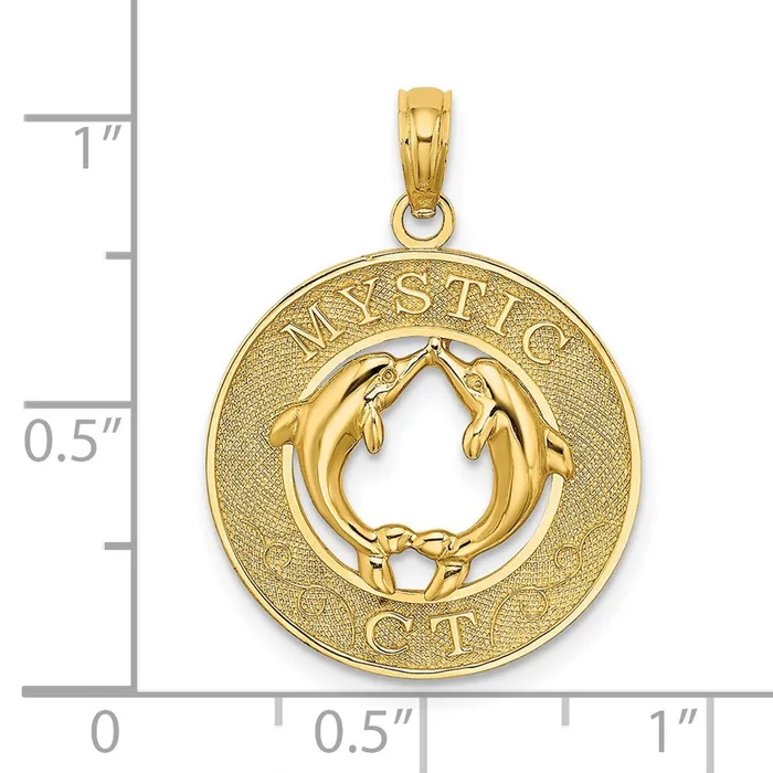Goldia Charm Necklaces 14k Yellow Gold MYSTIC CT Dolphins Charm