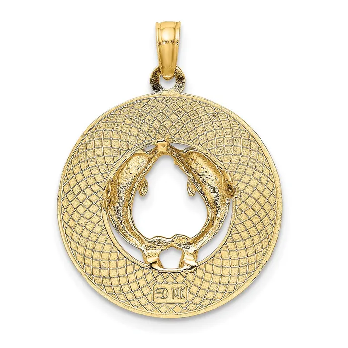 Goldia Charm Necklaces 14k Yellow Gold SARASOTA wDolphins Circle Charm