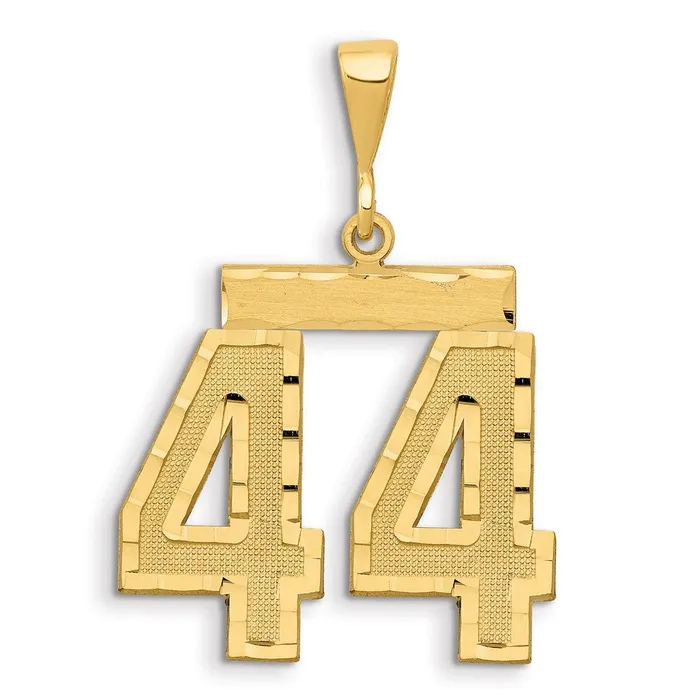 Goldia Charm Necklaces 14k Yellow Gold Small Brushed Diamondcut Number 44 Charm Goldia Charm Necklaces 14k Yellow Gold Small Brushed Diamondcut Number 44 Charm