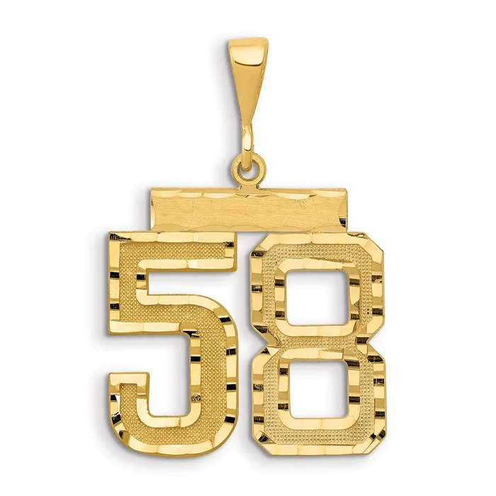 Goldia Charm Necklaces 14k Yellow Gold Small Brushed Diamondcut Number 58 Charm Goldia Charm Necklaces 14k Yellow Gold Small Brushed Diamondcut Number 58 Charm