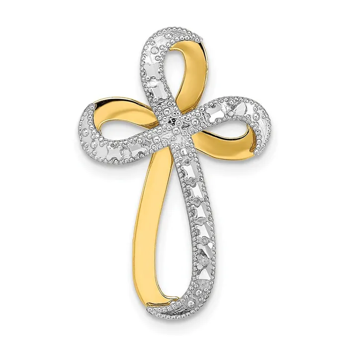 Goldia Charm Necklaces 14k Yellow Rhodium Gold wRhodium DiamondCut Twisted Cross Charm Goldia Charm Necklaces 14k Yellow Rhodium Gold wRhodium DiamondCut Twisted Cross Charm