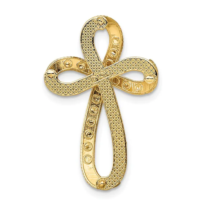 Goldia Charm Necklaces 14k Yellow Rhodium Gold wRhodium DiamondCut Twisted Cross Charm