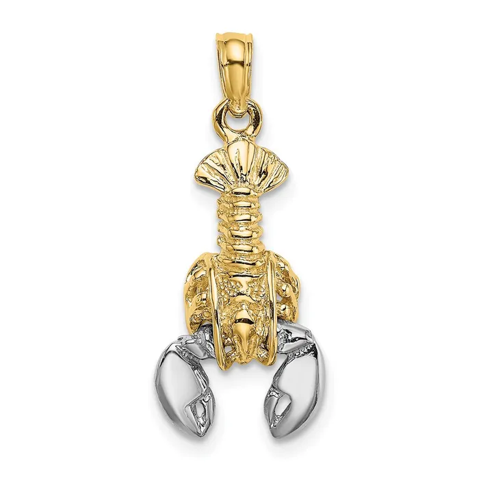 Goldia Charm Necklaces 14k Yellow Rhodium Gold with White Rhodium Moveable Lobster Charm Goldia Charm Necklaces 14k Yellow Rhodium Gold with White Rhodium Moveable Lobster Charm