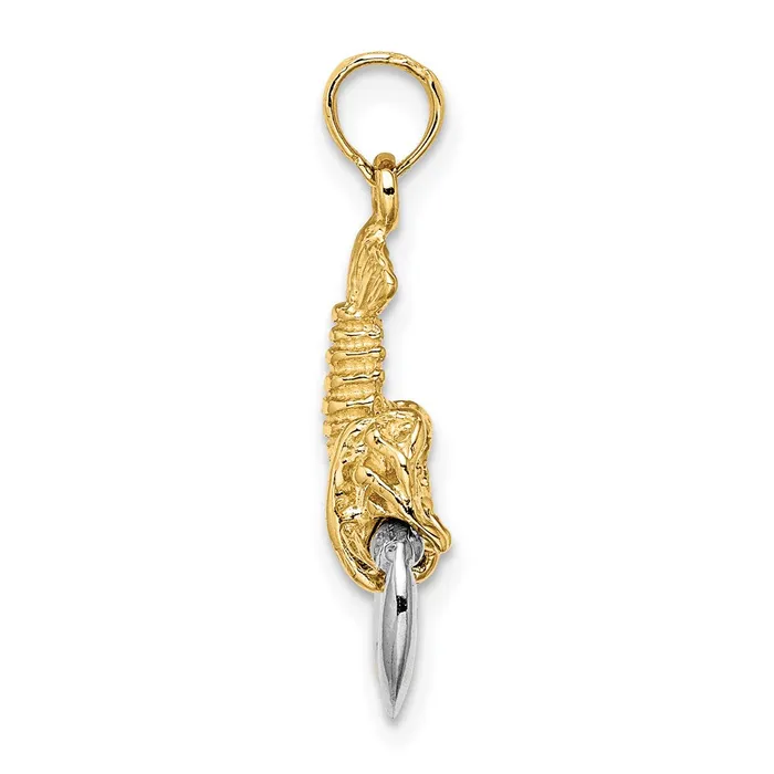 Goldia Charm Necklaces 14k Yellow Rhodium Gold with White Rhodium Moveable Lobster Charm