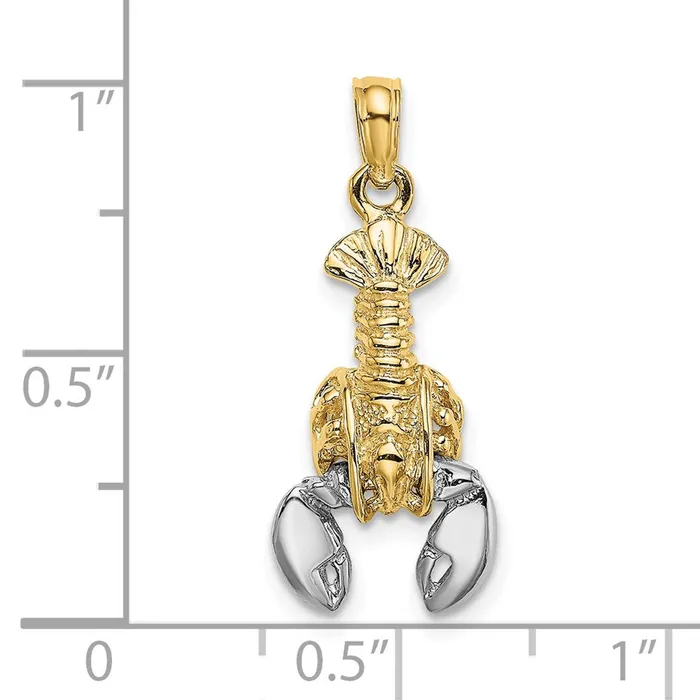 Goldia Charm Necklaces 14k Yellow Rhodium Gold with White Rhodium Moveable Lobster Charm