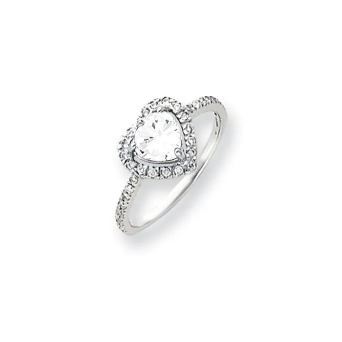 Goldiacom 14k White Gold 6mm Heart Cubic Zirconia AAA Real Diamond ring Rings Goldiacom 14k White Gold 6mm Heart Cubic Zirconia AAA Real Diamond ring Rings