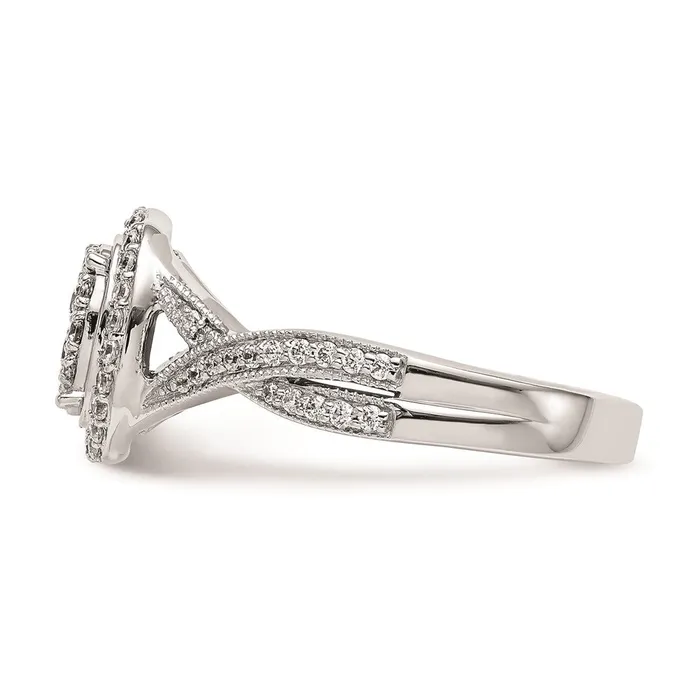 Goldiacom 14K White Gold Complete Real Diamond Cluster Engagement Ring Rings