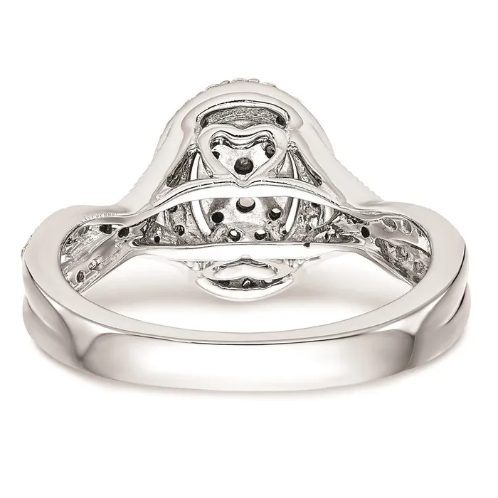 Goldiacom 14K White Gold Complete Real Diamond Cluster Engagement Ring Rings