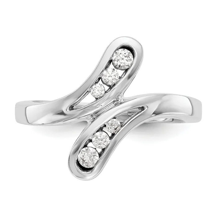 Goldiacom 14K White Gold Diamond Band Rings