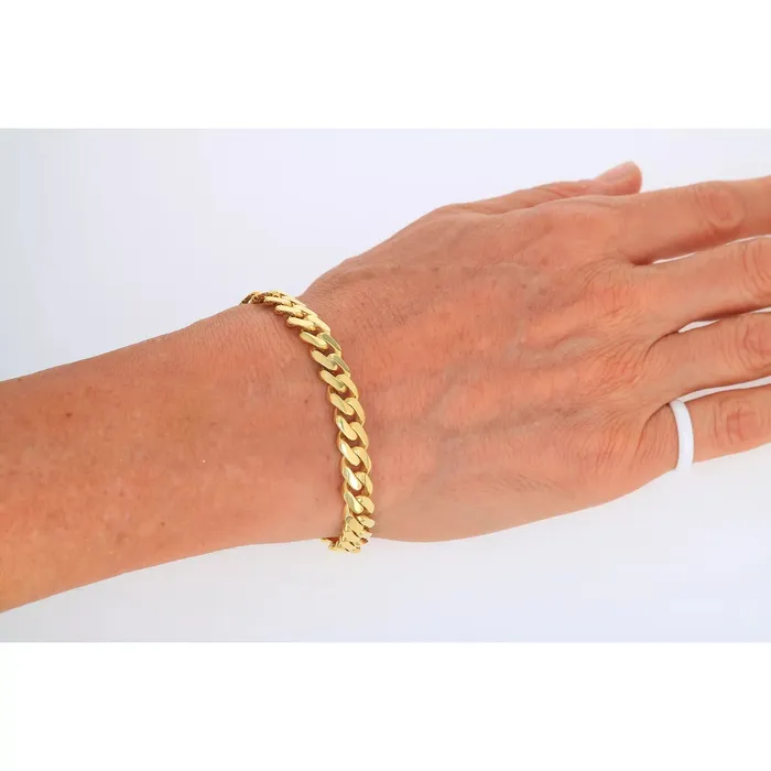 Goldiacom Bracelets 10k Yellow Gold Royal Monaco Miami Cuban Link 17mm Chain Bracelet Box Clasp 85