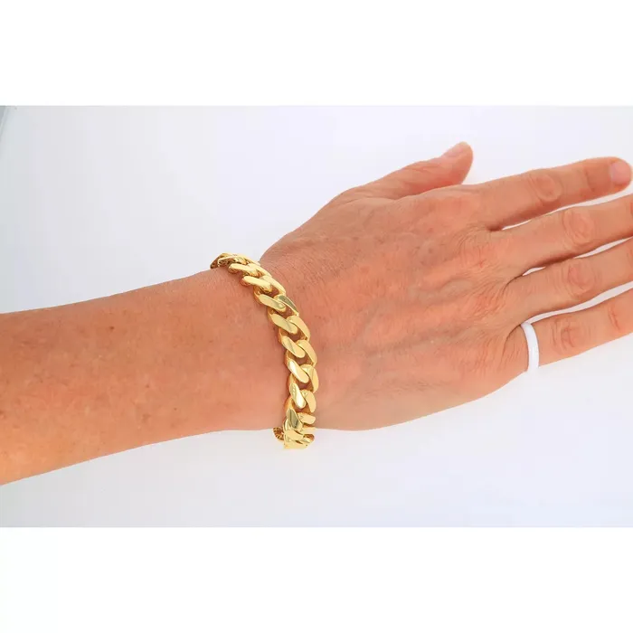 Goldiacom Bracelets 10k Yellow Gold Royal Monaco Miami Cuban Link 17mm Chain Bracelet Box Clasp 85