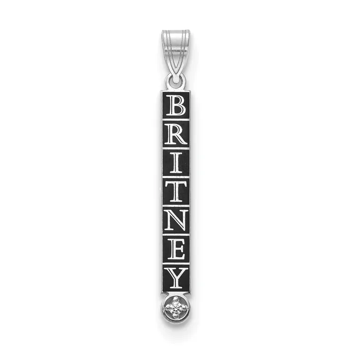 Goldiacom Charm Necklaces 14kw Stacked Epoxied Name Charm with Diamond