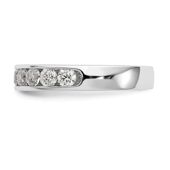 Goldiacom Rings 14K White Gold 11Stone Real Diamond Channel Band