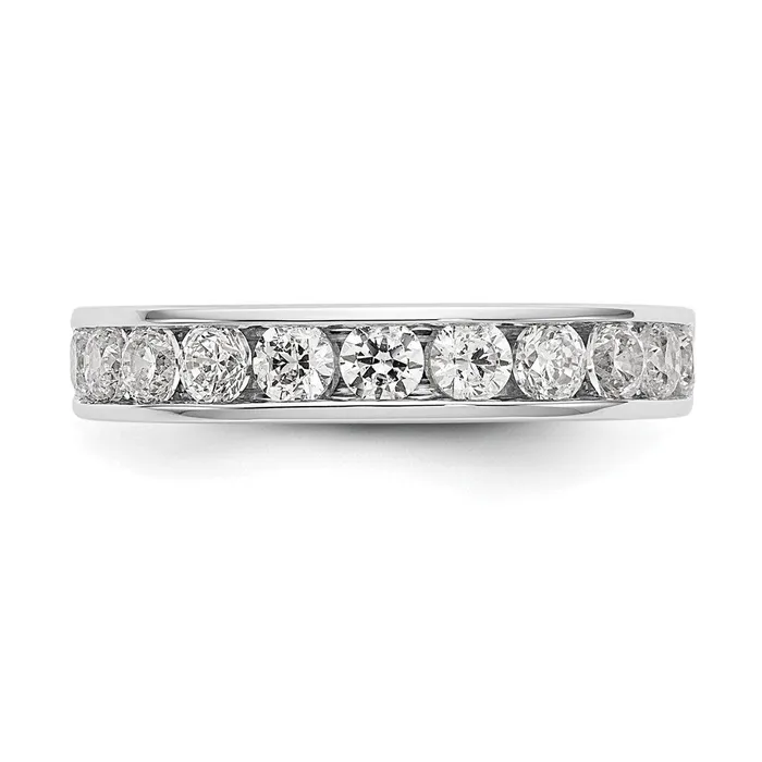 Goldiacom Rings 14K White Gold 11Stone Real Diamond Channel Band