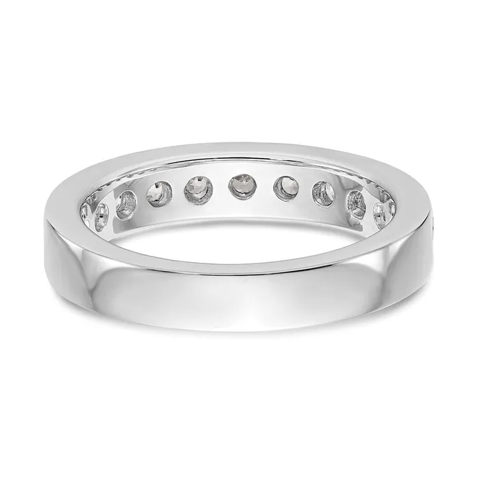 Goldiacom Rings 14K White Gold 11Stone Real Diamond Channel Band