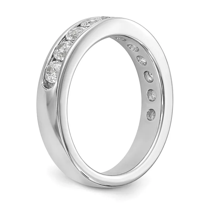 Goldiacom Rings 14K White Gold 11Stone Real Diamond Channel Band