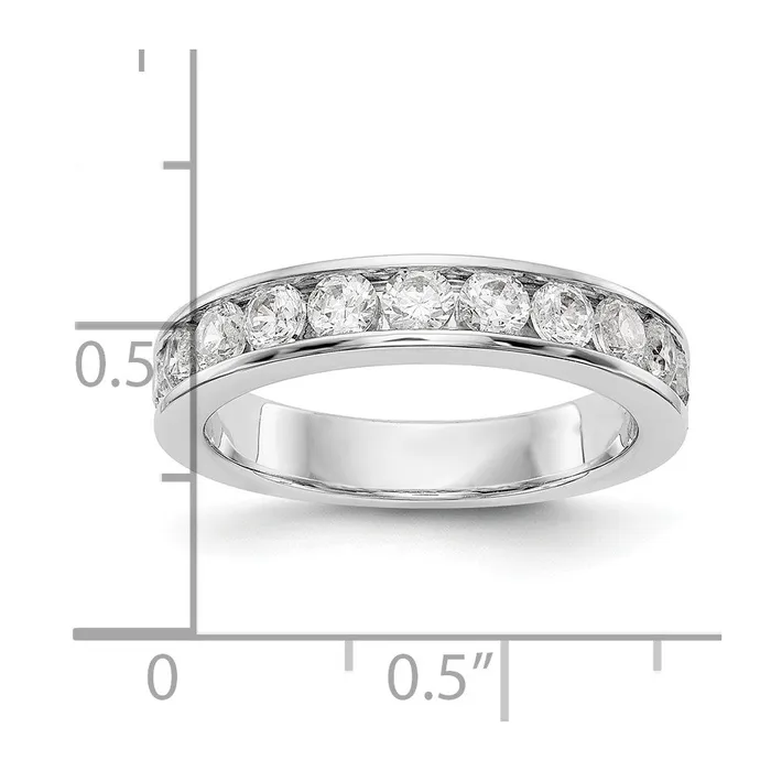 Goldiacom Rings 14K White Gold 11Stone Real Diamond Channel Band