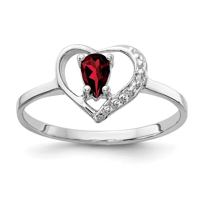 Goldiacom Rings 14k White Gold 5x3mm Pear Garnet VS Real Diamond ring