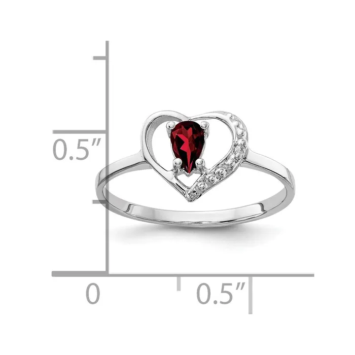 Goldiacom Rings 14k White Gold 5x3mm Pear Garnet VS Real Diamond ring