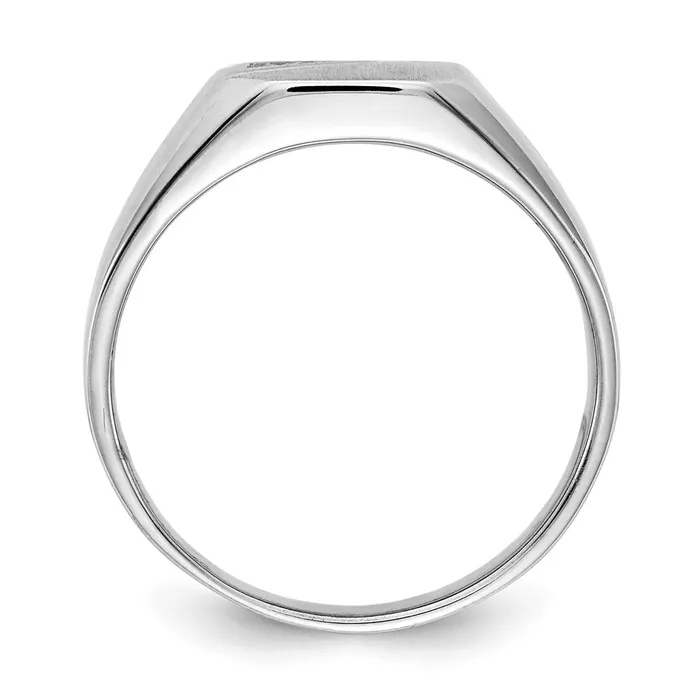 Goldiacom Rings 14K White Gold 90x100mm Open Back AA Real Diamond Signet Ring