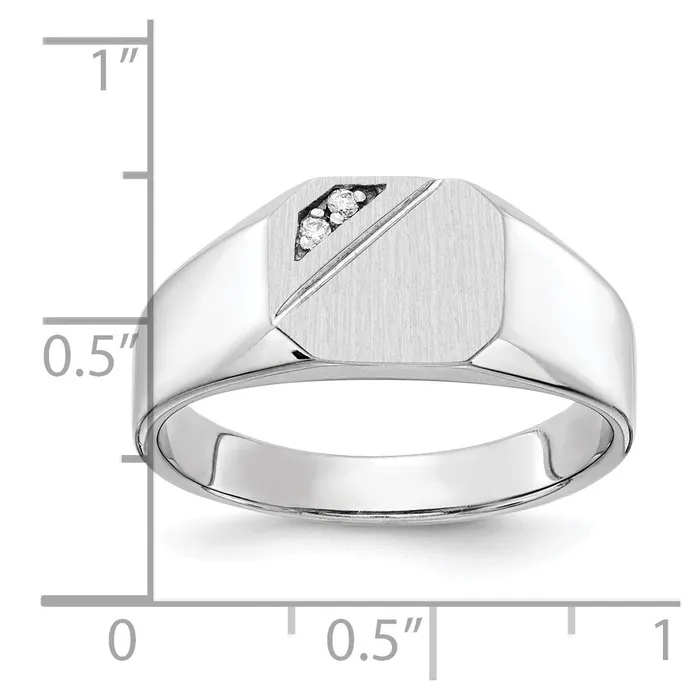 Goldiacom Rings 14K White Gold 90x100mm Open Back AA Real Diamond Signet Ring