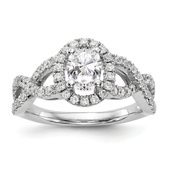 Goldiacom Rings 14K White Gold Diamond Oval CZ Oval Halo Engagement Ring Goldiacom Rings 14K White Gold Diamond Oval CZ Oval Halo Engagement Ring