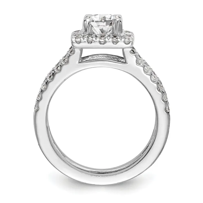 Goldiacom Rings 14KW Round Simulated Diamond Square Halo Engagement Ring