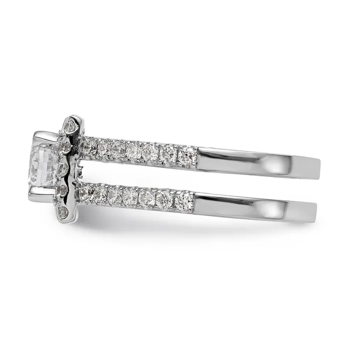 Goldiacom Rings 14KW Round Simulated Diamond Square Halo Engagement Ring