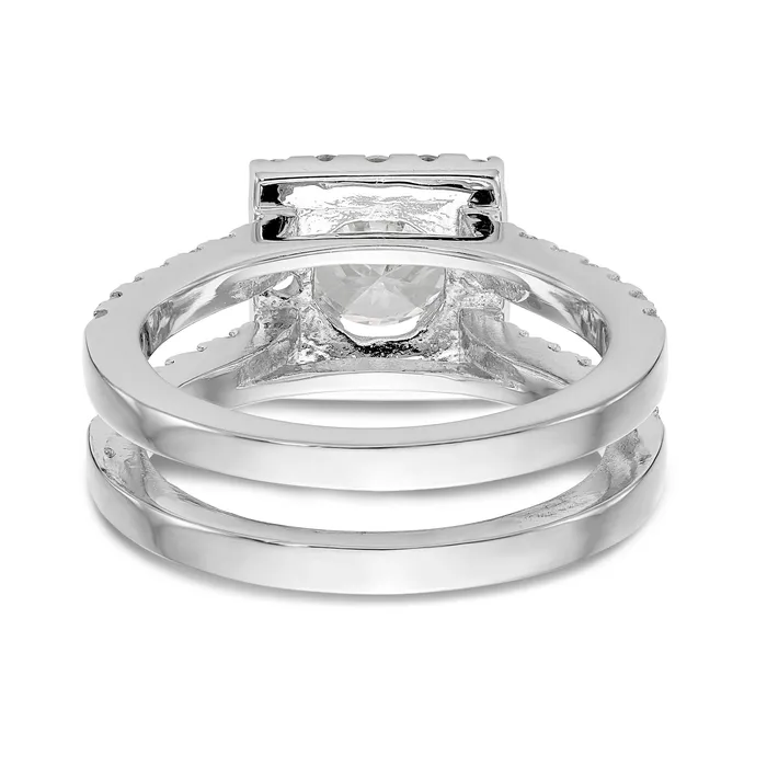 Goldiacom Rings 14KW Round Simulated Diamond Square Halo Engagement Ring
