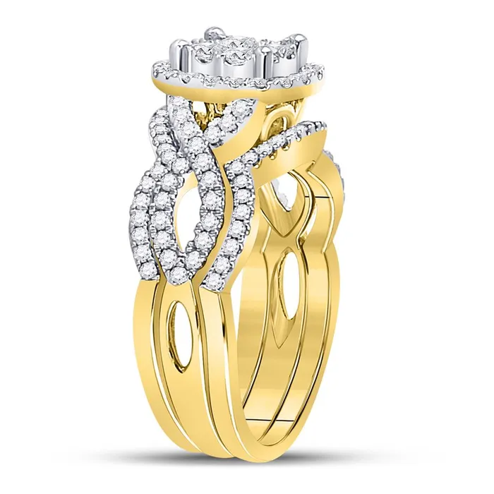 Goldiacom Rings Certified 10 Ct Round Diamond Bridal Engagement Ring Set 14K Yellow Gold Goldiacom Rings Certified 10 Ct Round Diamond Bridal Engagement Ring Set 14K Yellow Gold