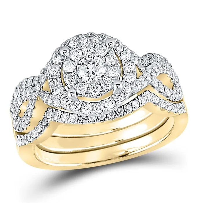 Goldiacom Rings Certified 10 Ct Round Diamond Bridal Engagement Ring Set 14K Yellow Gold Goldiacom Rings Certified 10 Ct Round Diamond Bridal Engagement Ring Set 14K Yellow Gold