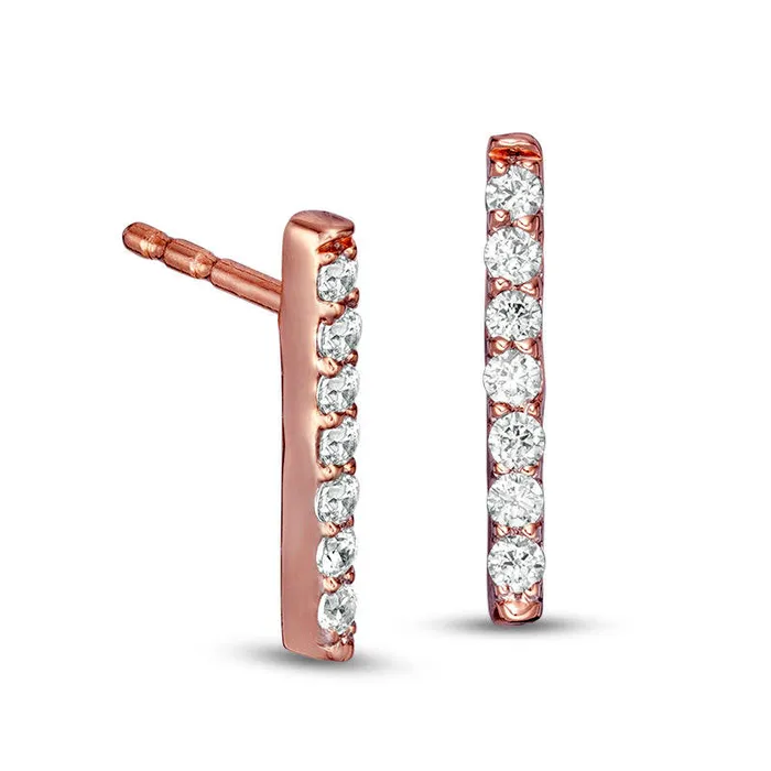 Goldia Earrings 01 CT TW Diamond Vertical Bar Drop Earrings in 10K Rose Gold Goldia Earrings 01 CT TW Diamond Vertical Bar Drop Earrings in 10K Rose Gold