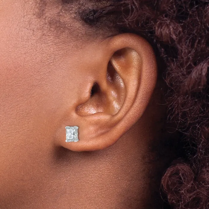 Goldia Earrings 14k White Gold 1 12 ctw Lab Grown Diamond VSSI G Radiant 4 Prong Heavy Wt Stud Earrings