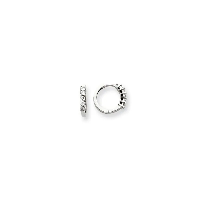Goldia Earrings 14k White Gold AAA Real Diamond hinged hoop Earringss