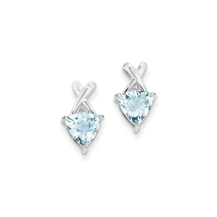 Goldia Earrings 14k White Gold Blue Topaz and White Topaz Trillion Post Earrings Goldia Earrings 14k White Gold Blue Topaz and White Topaz Trillion Post Earrings